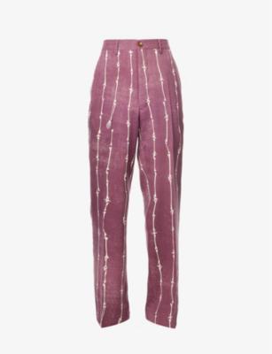 Bones skeleton-print relaxed-fit straight-leg wool trousers by VIVIENNE WESTWOOD