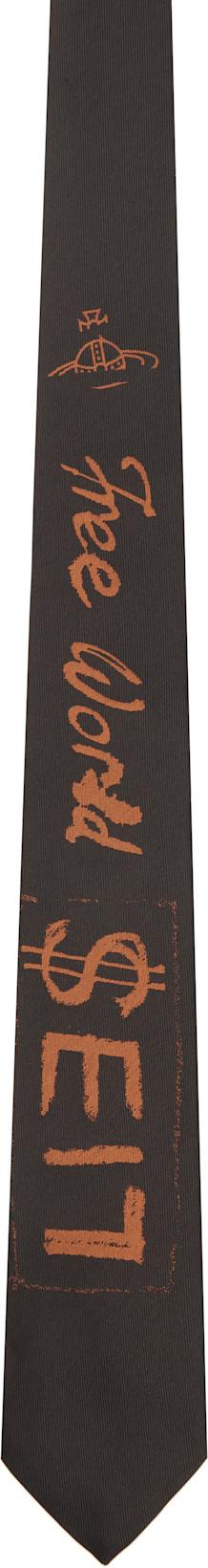 Brown 7cm 'Free World' Tie by VIVIENNE WESTWOOD