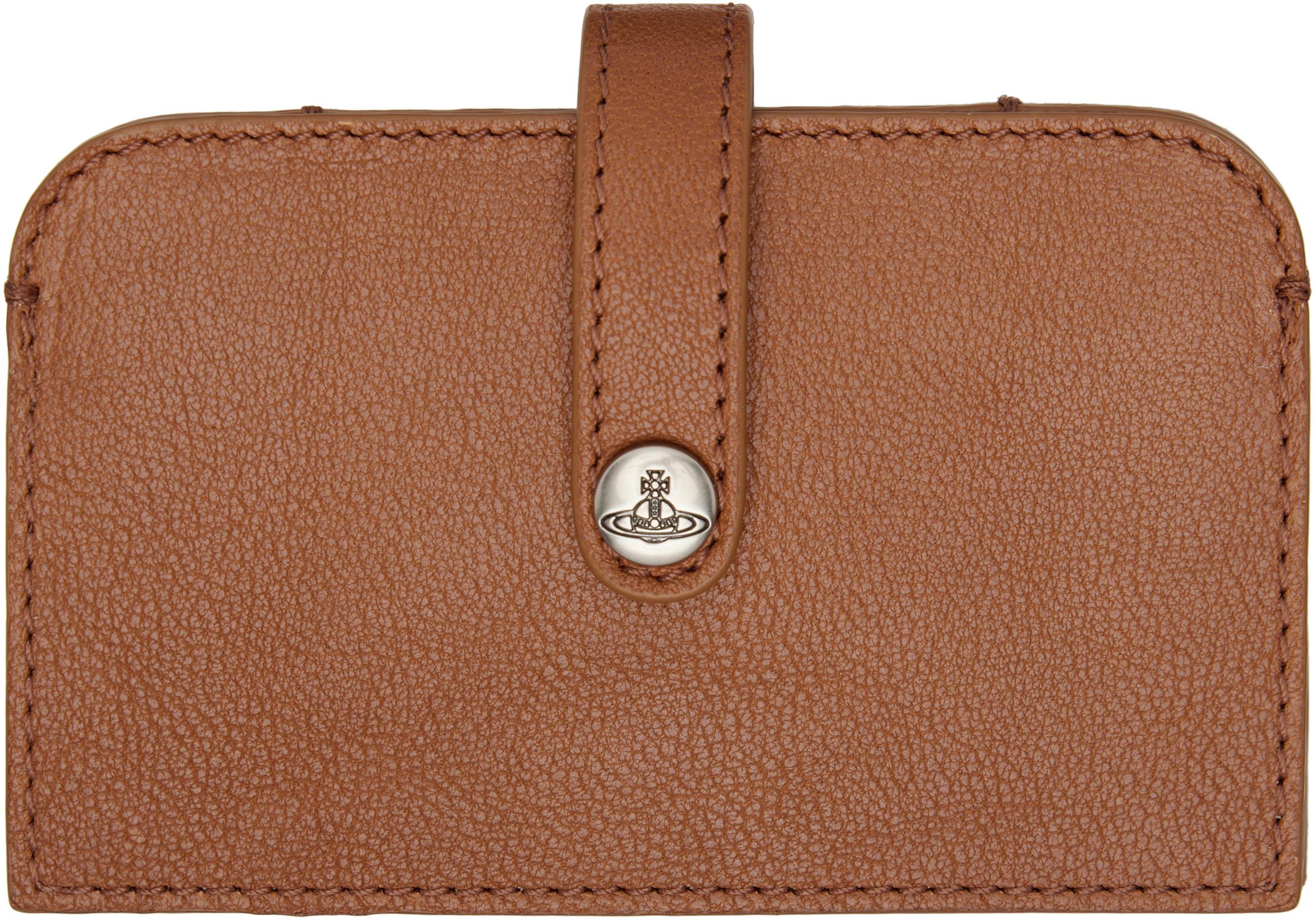Brown Accordion Card Holder by VIVIENNE WESTWOOD