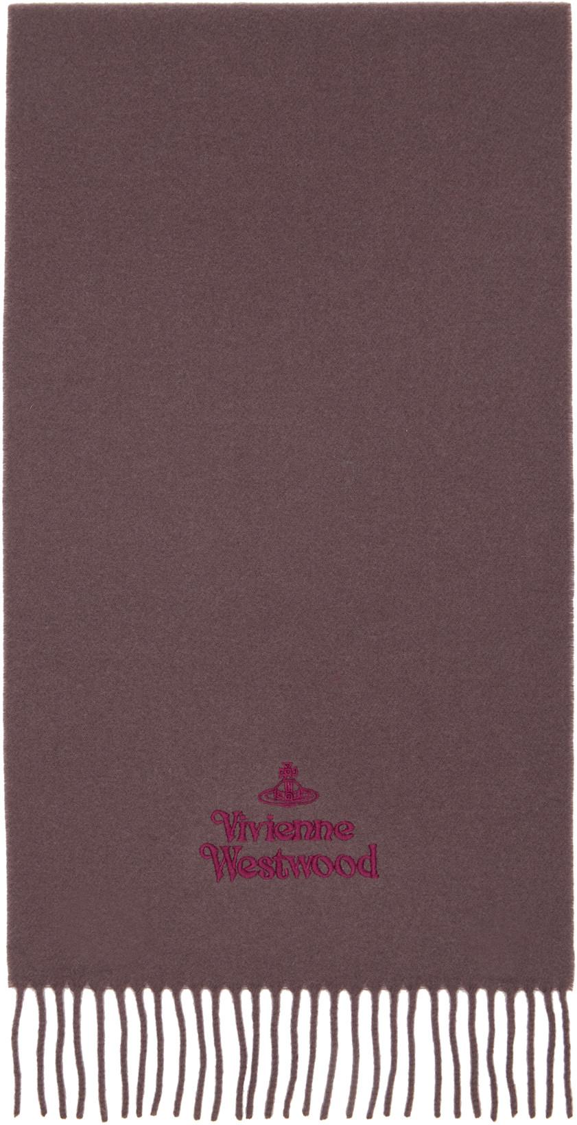 Brown Embroidered Scarf by VIVIENNE WESTWOOD