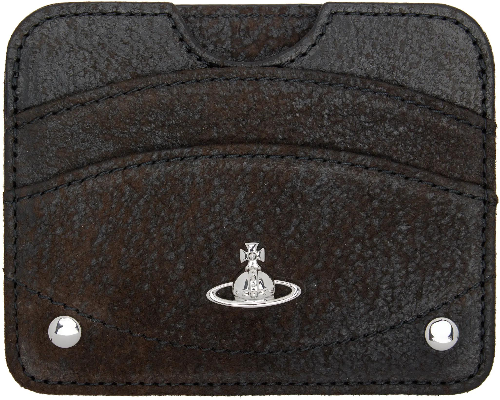 Brown Half Moon Flat Card Holder by VIVIENNE WESTWOOD