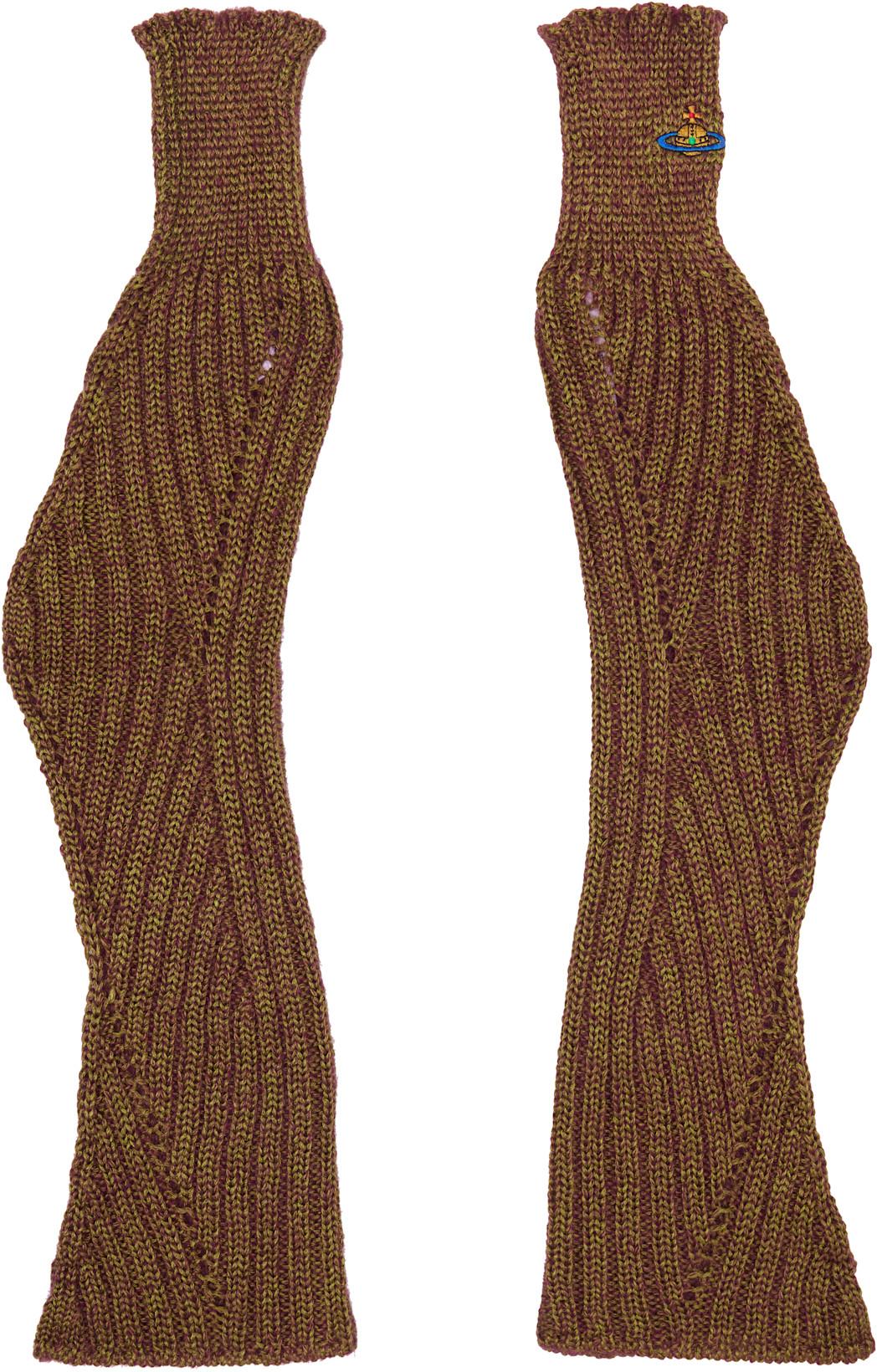 Brown Mary Arm Warmers by VIVIENNE WESTWOOD
