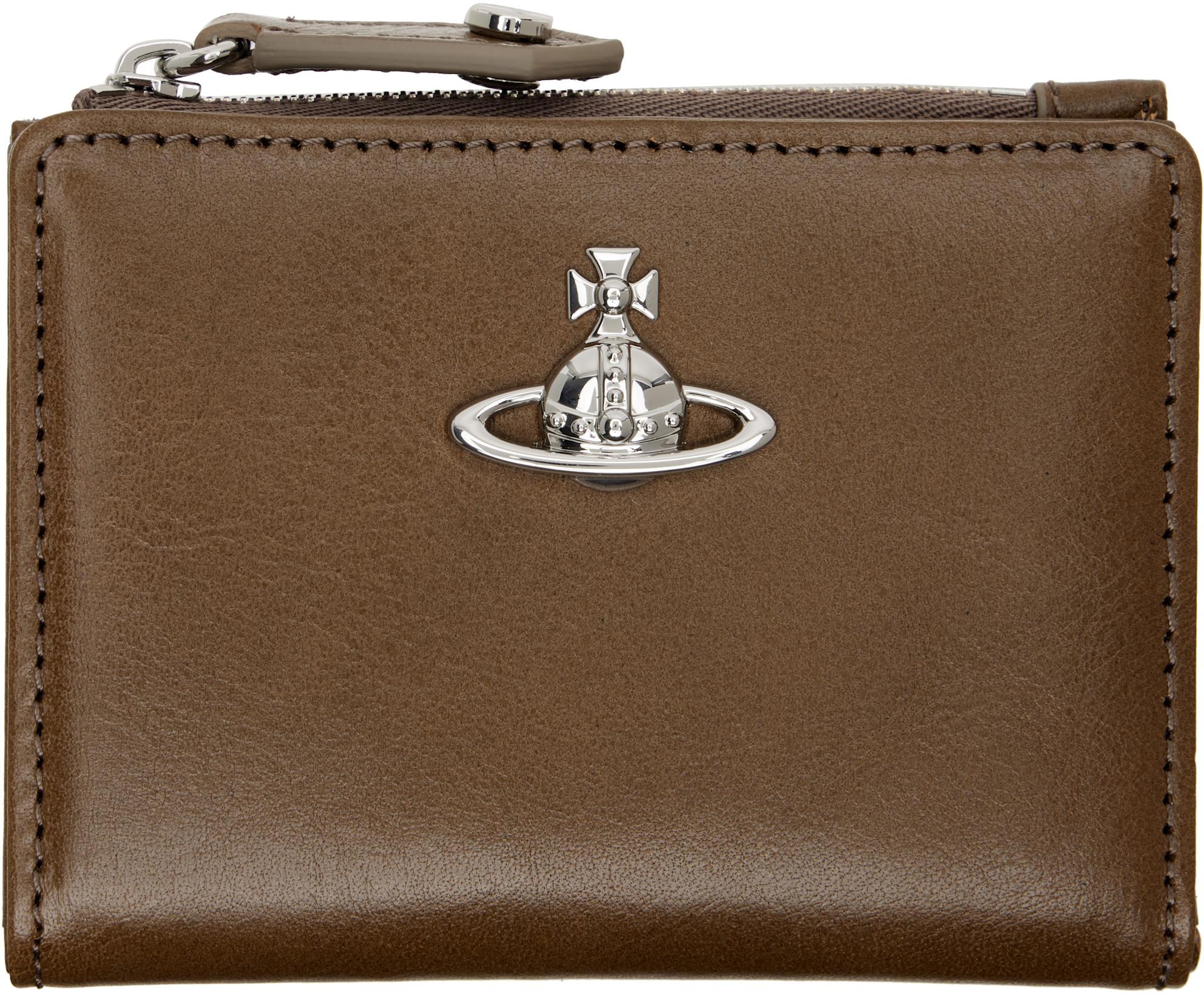 Brown Slim Flap Card Holder by VIVIENNE WESTWOOD