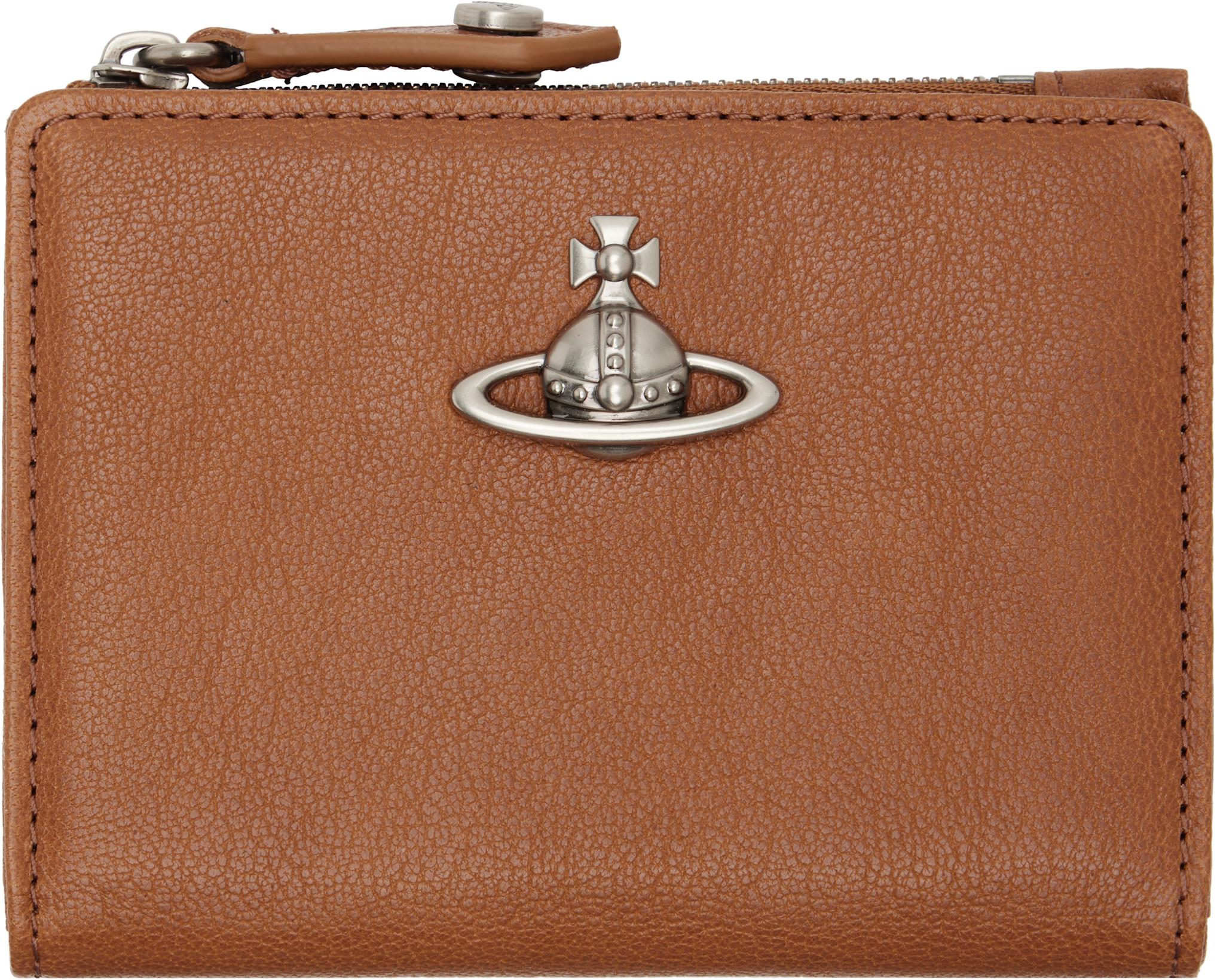 Brown Slim Flap Card Holder by VIVIENNE WESTWOOD