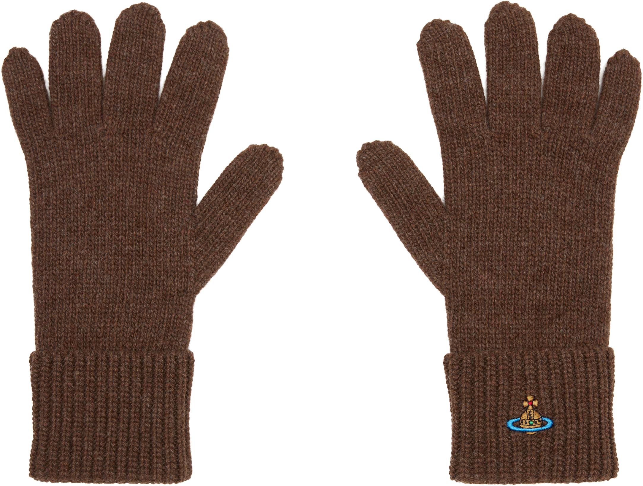 Brown Sporty Gloves by VIVIENNE WESTWOOD
