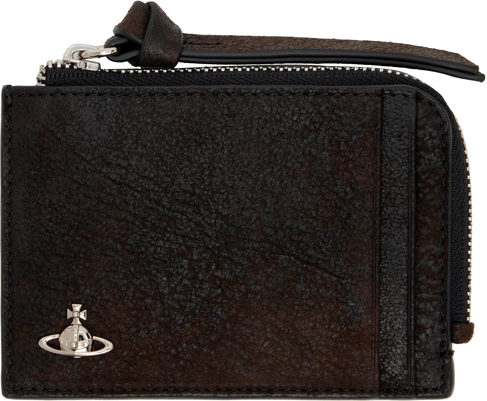 Brown Zip Card Holder by VIVIENNE WESTWOOD