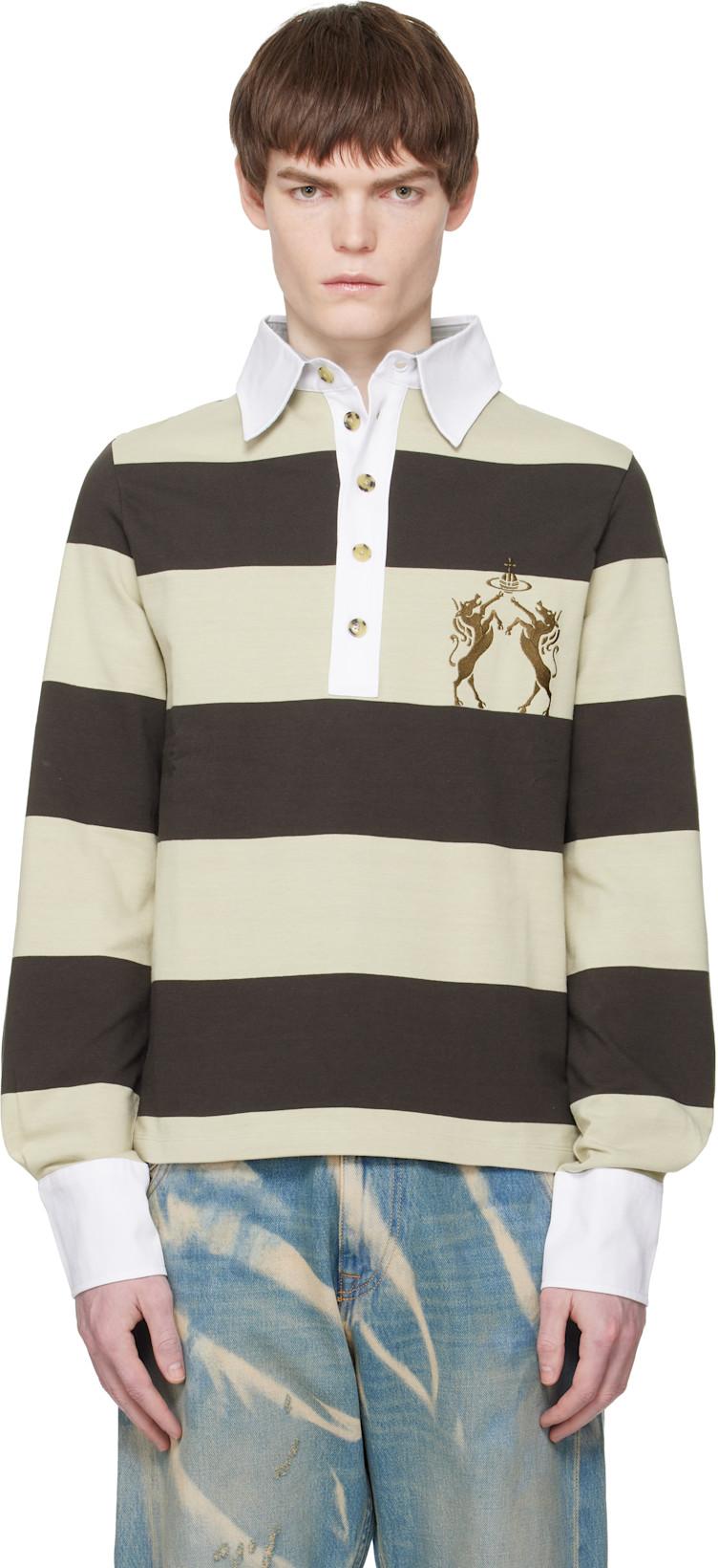 Brown & Beige Archive Rugby Polo by VIVIENNE WESTWOOD