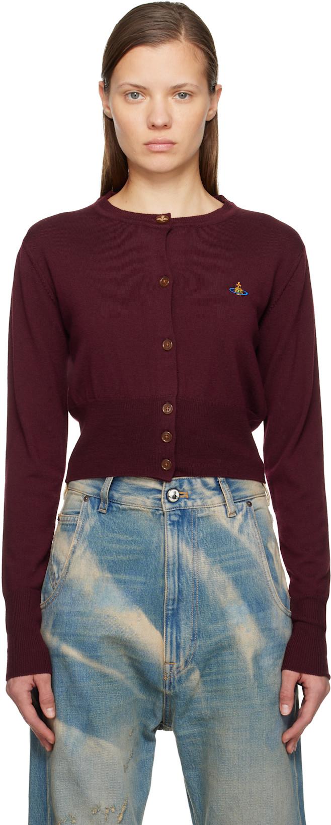Burgundy Bea Cropped Cardigan by VIVIENNE WESTWOOD