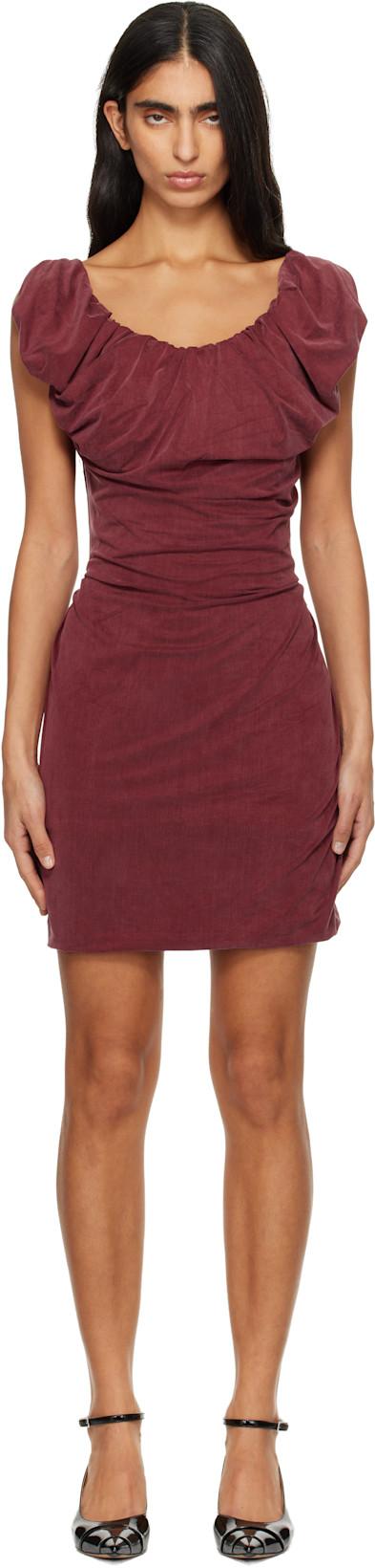 Burgundy Ginnie Amber Jersey Minidress by VIVIENNE WESTWOOD