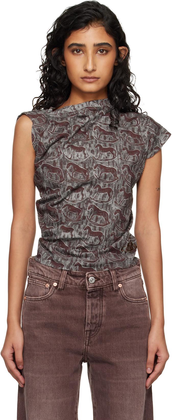 Burgundy & Gray Hebo T-shirt by VIVIENNE WESTWOOD