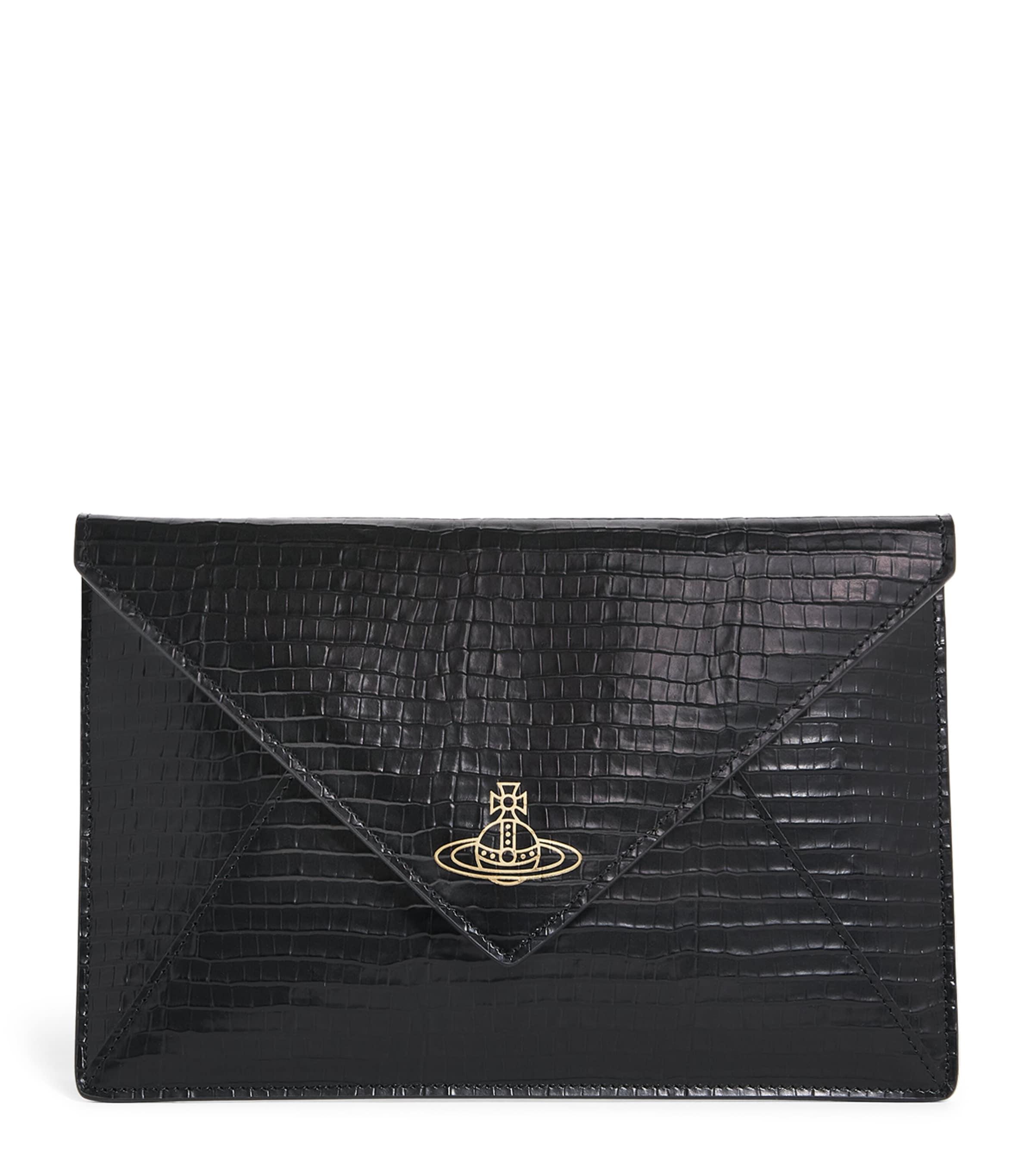 Croc-Embossed Leather Envelope Clutch by VIVIENNE WESTWOOD