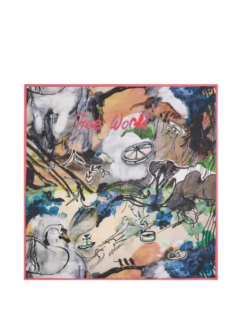 Free World printed silk scarf by VIVIENNE WESTWOOD