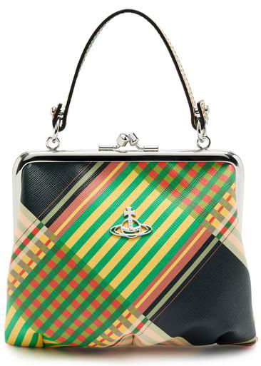 Granny Frame tartan leather top handle bag by VIVIENNE WESTWOOD