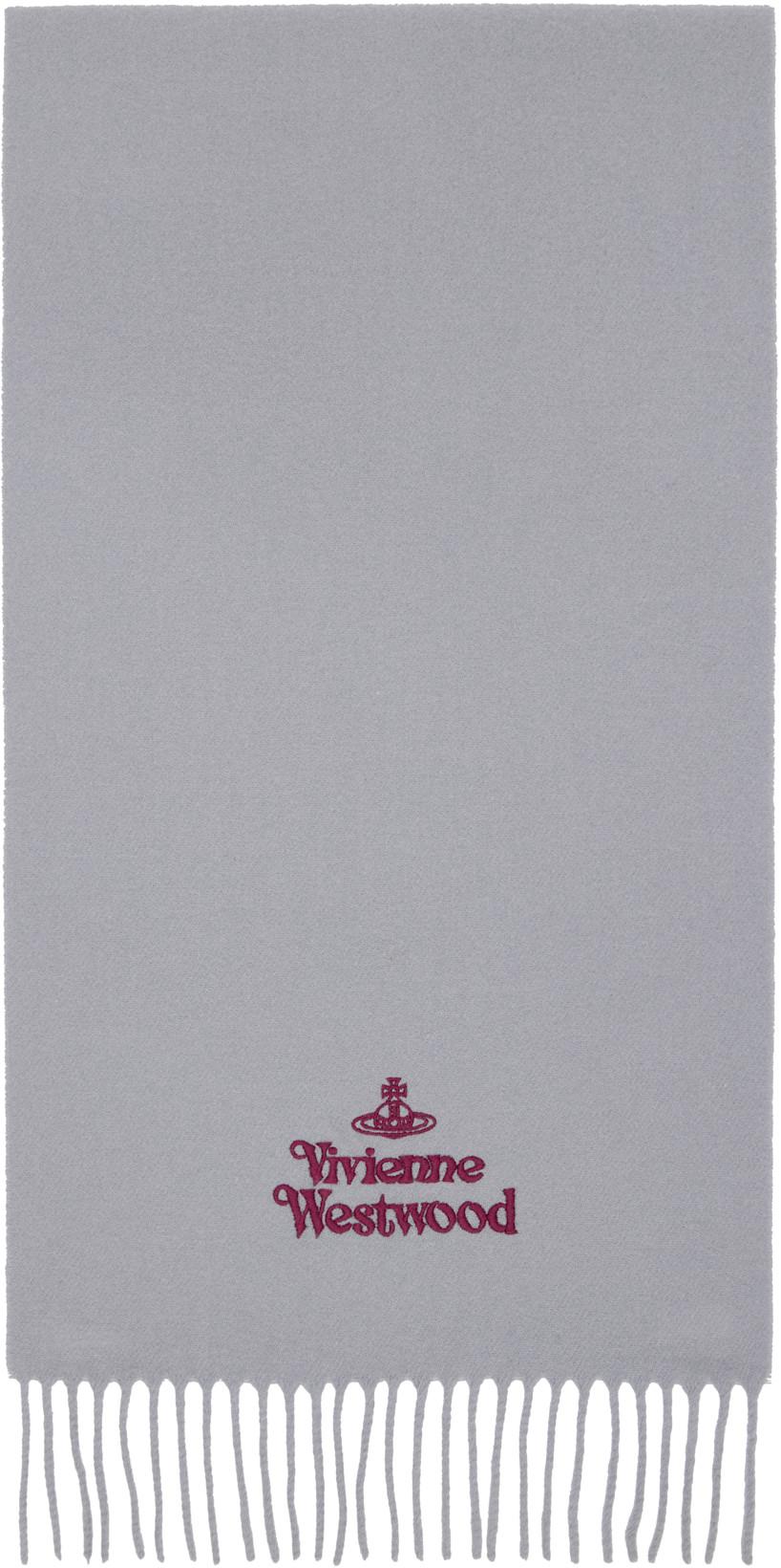 Gray Embroidered Scarf by VIVIENNE WESTWOOD