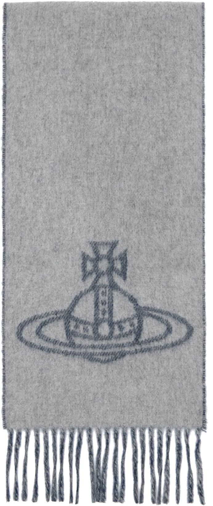 Gray & Black Single Orb Double Scarf by VIVIENNE WESTWOOD