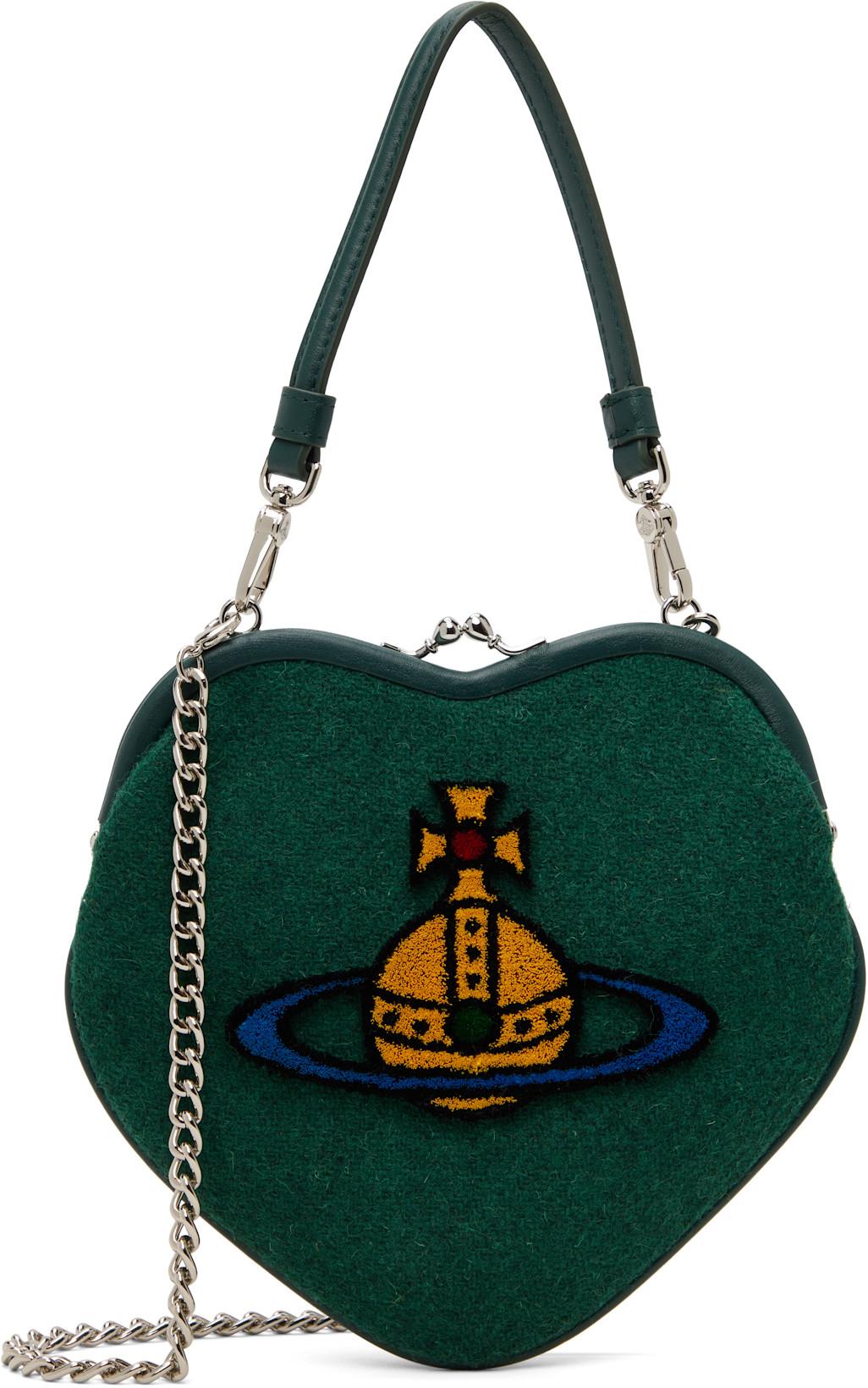 Green Belle Heart Frame Bag by VIVIENNE WESTWOOD