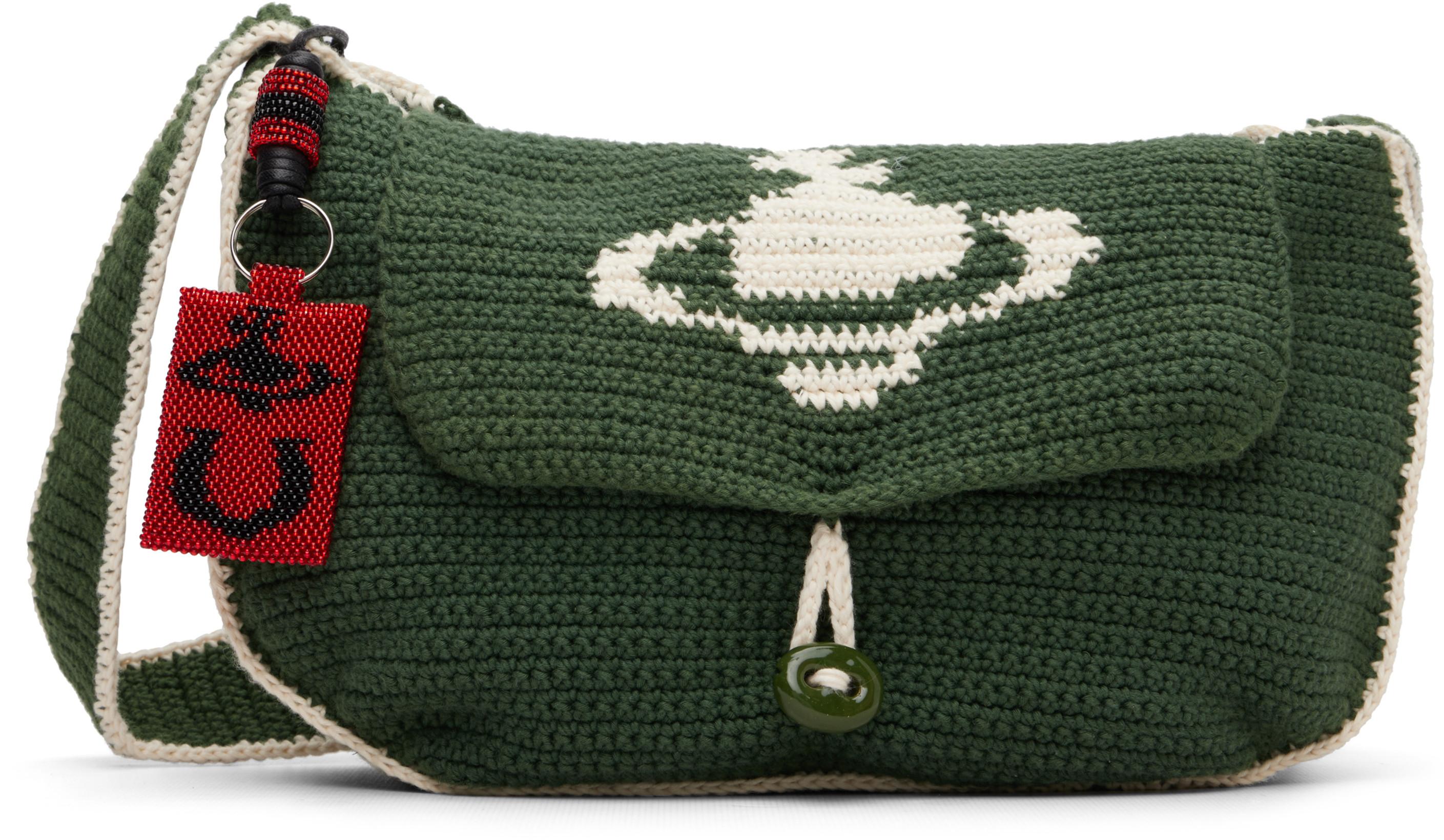 Green Lucky Halfmoon Crochet Bag by VIVIENNE WESTWOOD