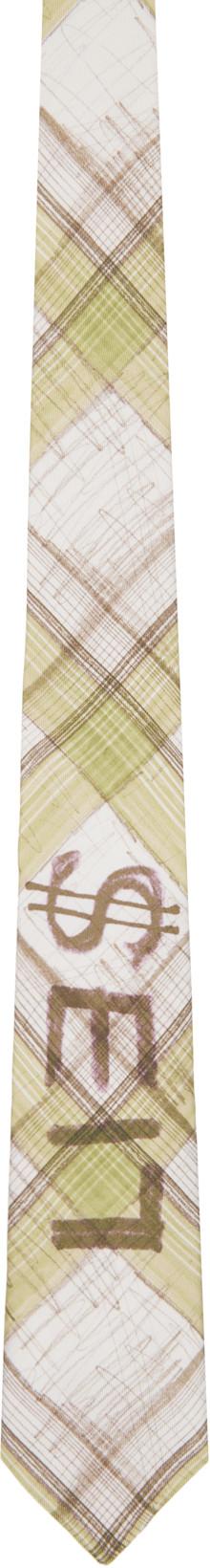Green & White 7cm 'Lies' Tie by VIVIENNE WESTWOOD