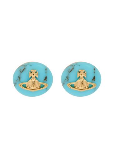 Maude marble orb brass stud earrings by VIVIENNE WESTWOOD