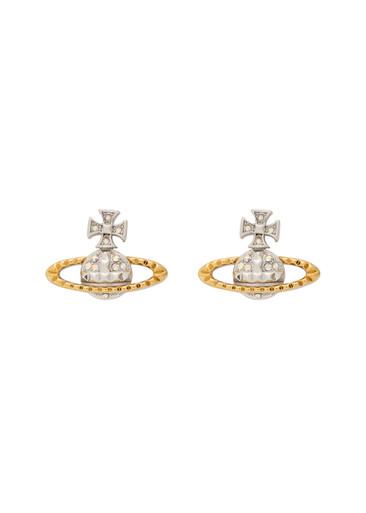 Mayfair Bas Relief two-toned rhodium-plated stud earrings by VIVIENNE WESTWOOD