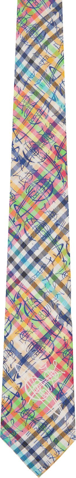 Multicolor 8.5cm 'Graffiti Orb' Tie by VIVIENNE WESTWOOD