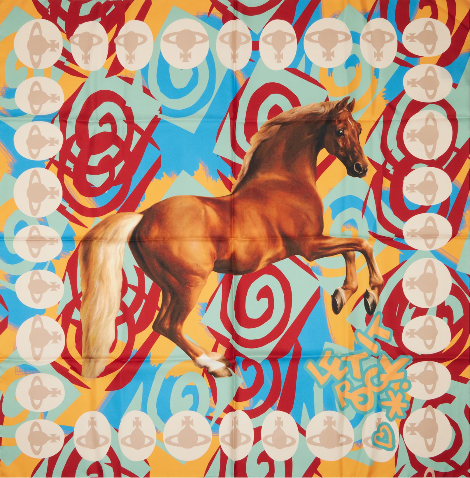 Multicolor Horse Square Scarf by VIVIENNE WESTWOOD