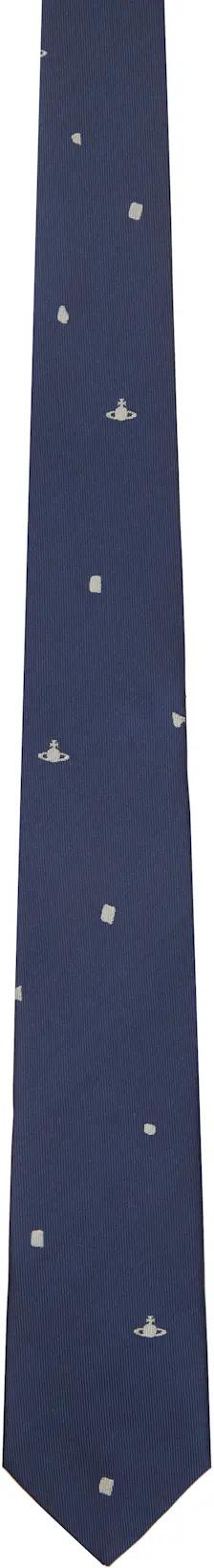 Navy 7cm Silk Orb Tie by VIVIENNE WESTWOOD