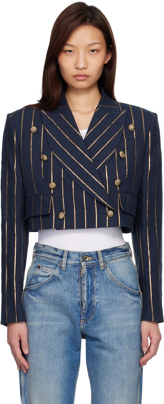 Navy Long Sleeve Cut Off Blazer by VIVIENNE WESTWOOD