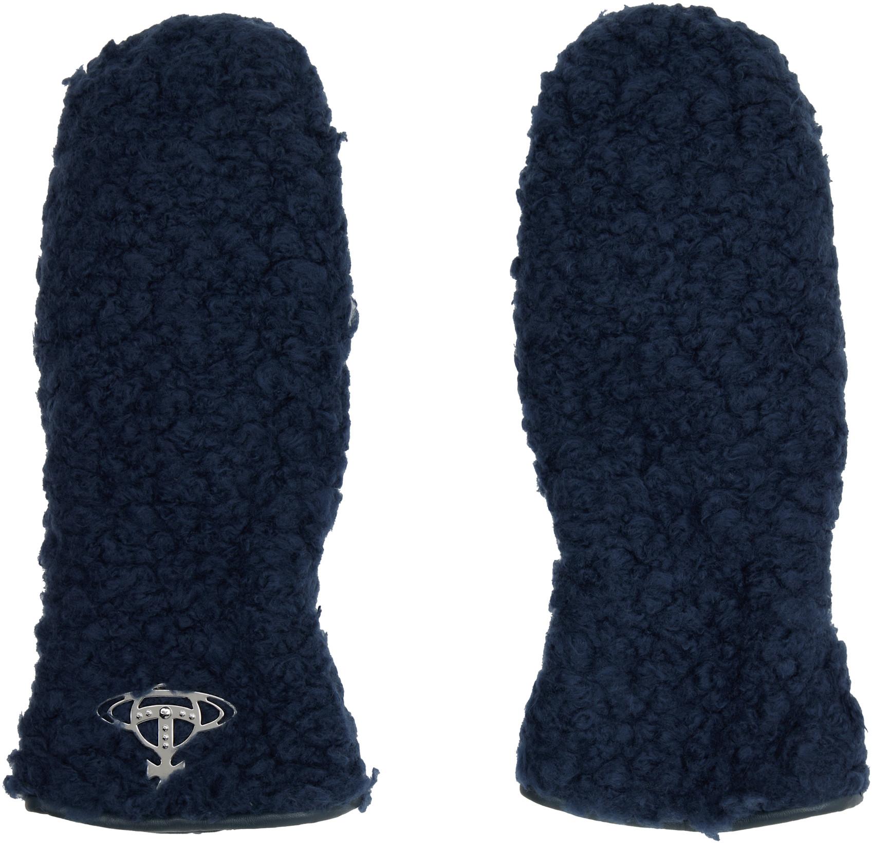 Navy Poodle Boa Mitts by VIVIENNE WESTWOOD