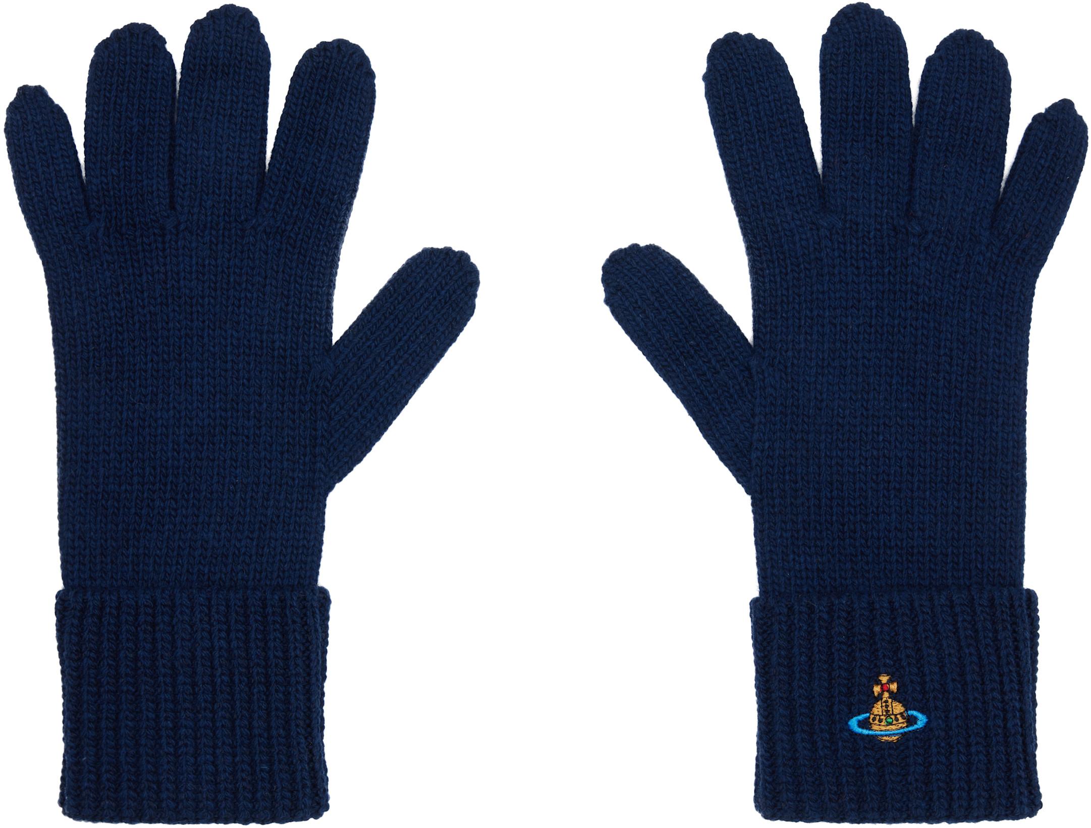 Navy Sporty Gloves by VIVIENNE WESTWOOD