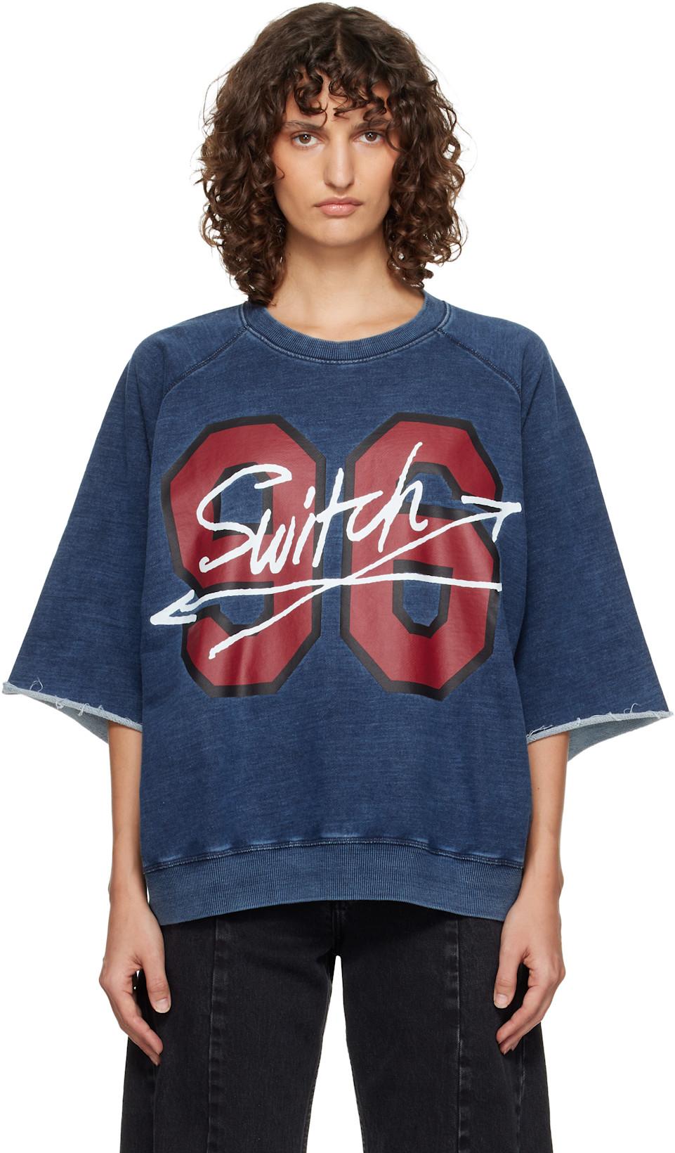 Navy Washed '96 Switch' S/S Raglan Sweatshirt by VIVIENNE WESTWOOD