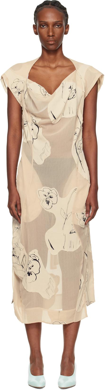 Off-White Printed Veil Crepe Ionian Midi Dress by VIVIENNE WESTWOOD
