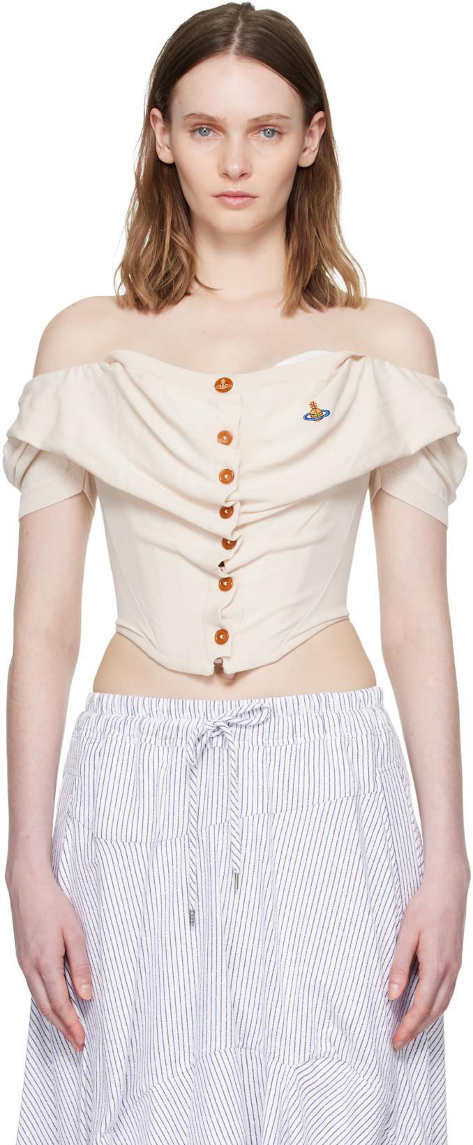 Off-White Short Sleeve Bea Corset Cardigan Blouse by VIVIENNE WESTWOOD