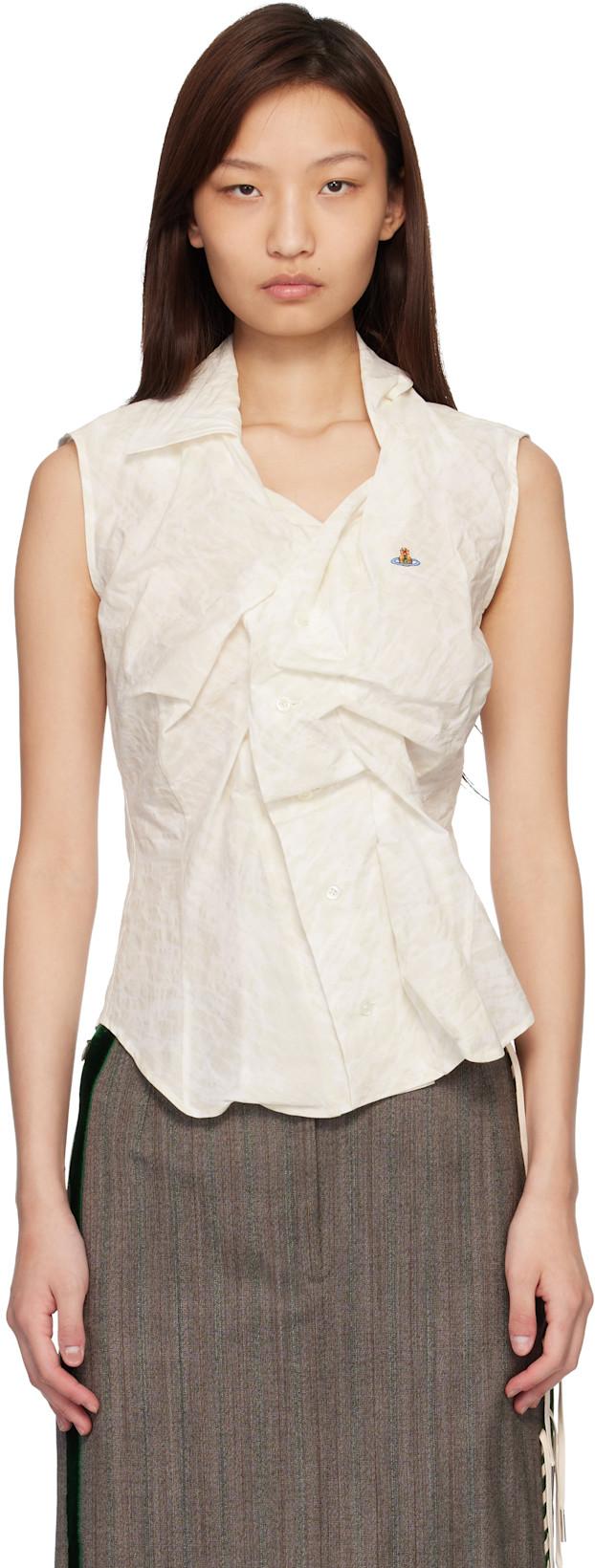 Off-White Short Sleeve Drunken Shirt by VIVIENNE WESTWOOD