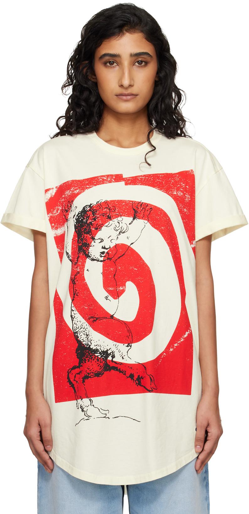 Off-White Swirl Longline T-shirt by VIVIENNE WESTWOOD