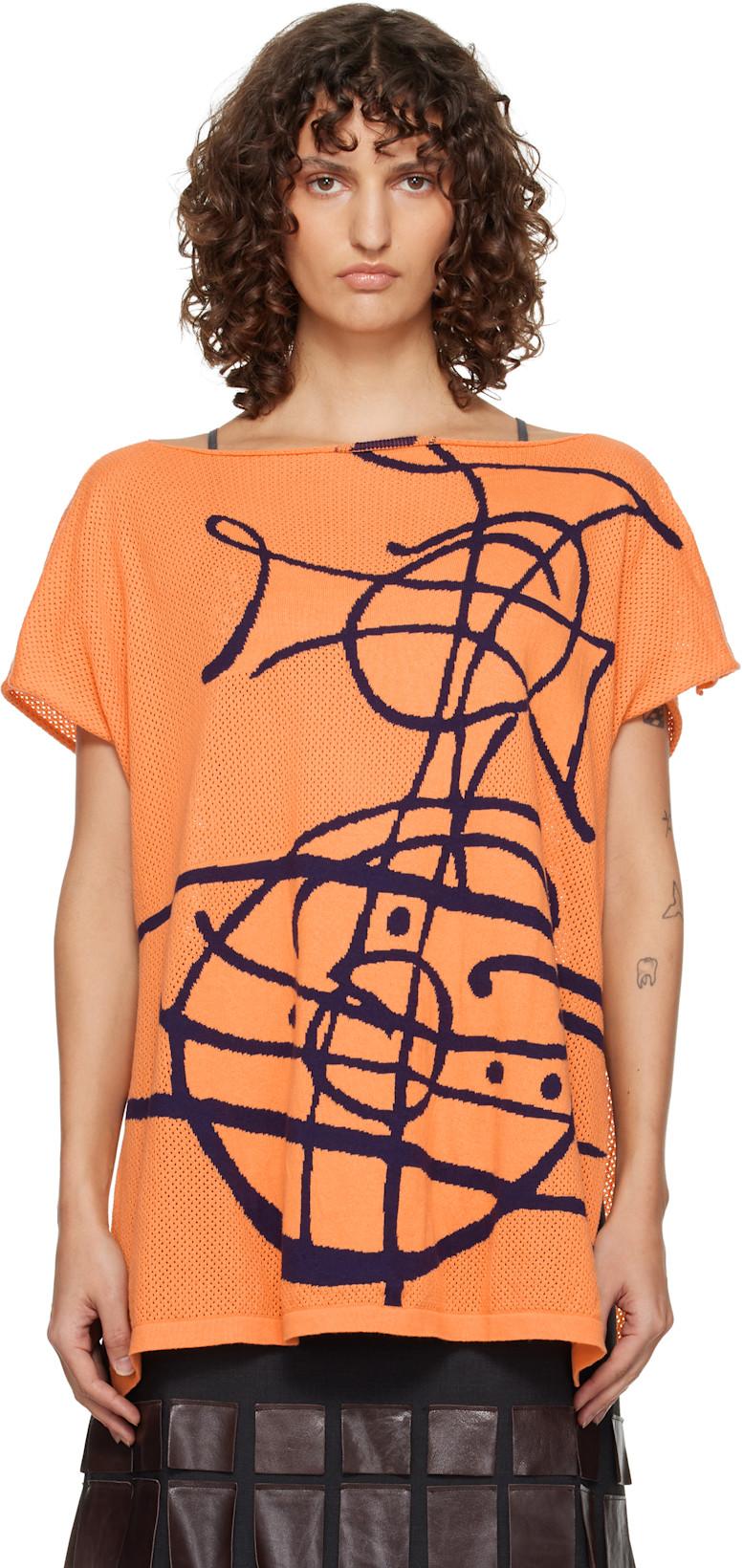 Orange Beach Top Graffiti Orb Cover-Up Top by VIVIENNE WESTWOOD