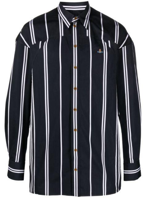 Orb-logo stripe-print shirt by VIVIENNE WESTWOOD