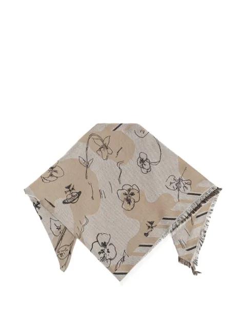 Orb-print frayed scarf by VIVIENNE WESTWOOD