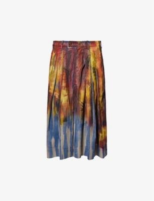Patterned knife-pleat culotte cotton trousers by VIVIENNE WESTWOOD