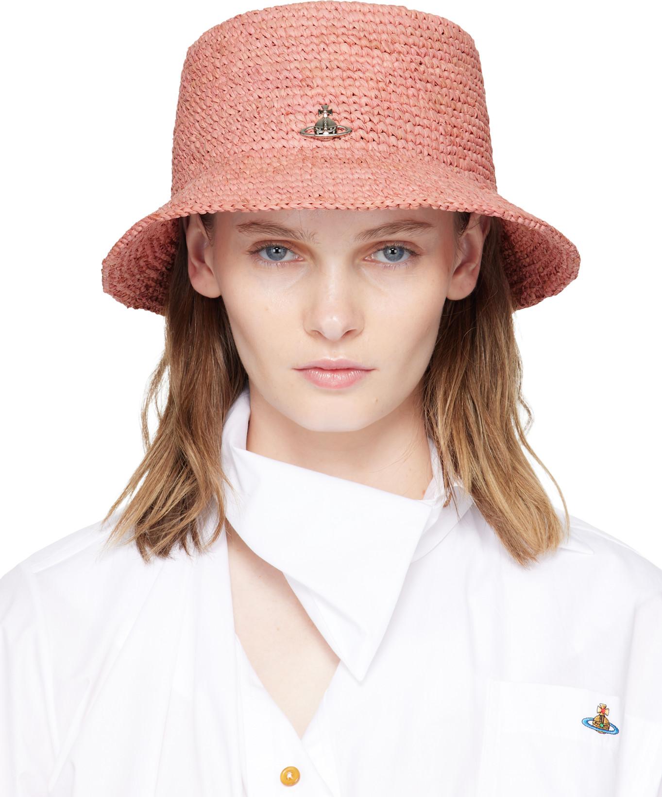 Pink Raffia Bucket Hat by VIVIENNE WESTWOOD