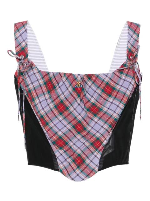 Puppy tartan tie corset by VIVIENNE WESTWOOD