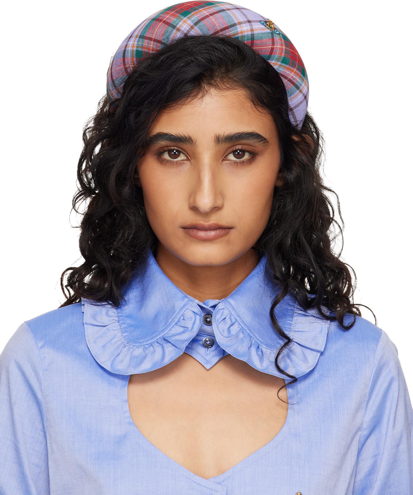 Purple & Red Louth Tartan Large Headband by VIVIENNE WESTWOOD