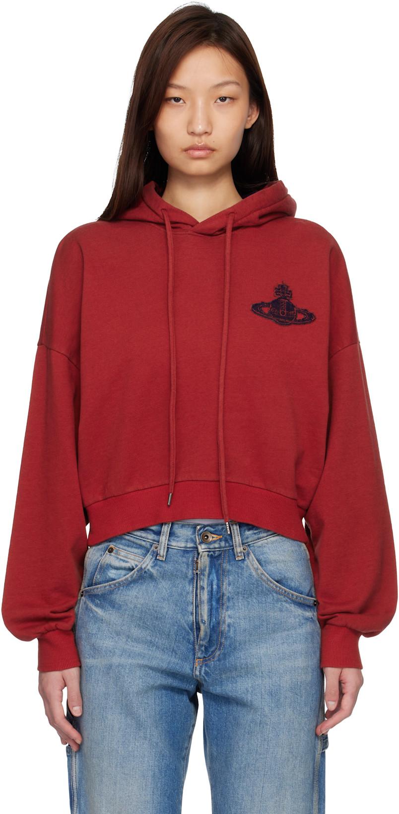 Red Cropped Box Hoodie by VIVIENNE WESTWOOD