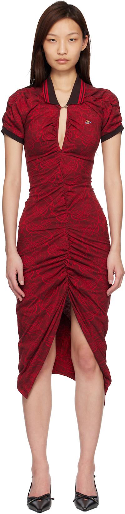 Red Pulling Midi Dress by VIVIENNE WESTWOOD