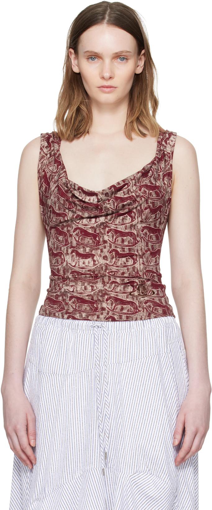Red & Beige Anna Top by VIVIENNE WESTWOOD