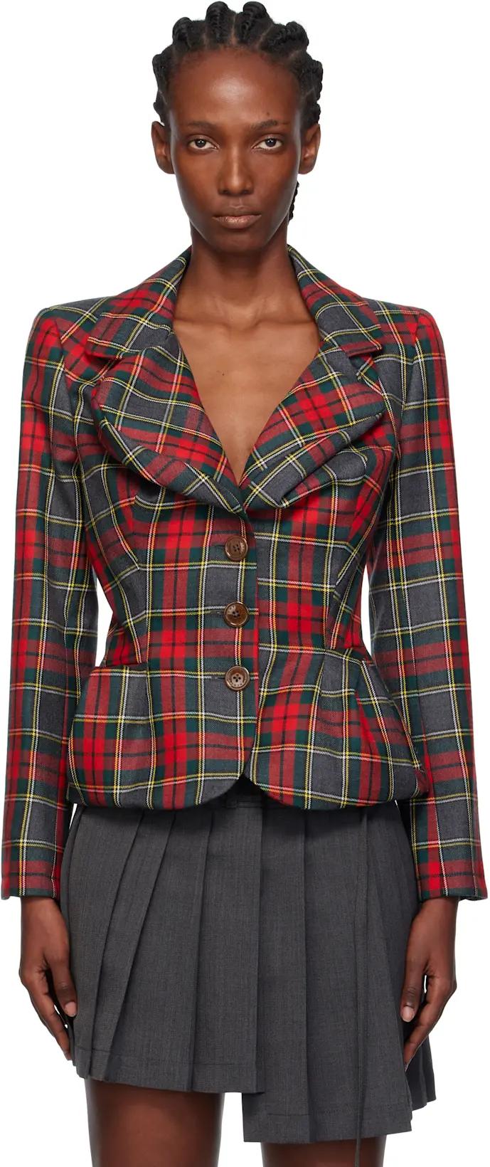 Red & Green Drunken Blazer by VIVIENNE WESTWOOD