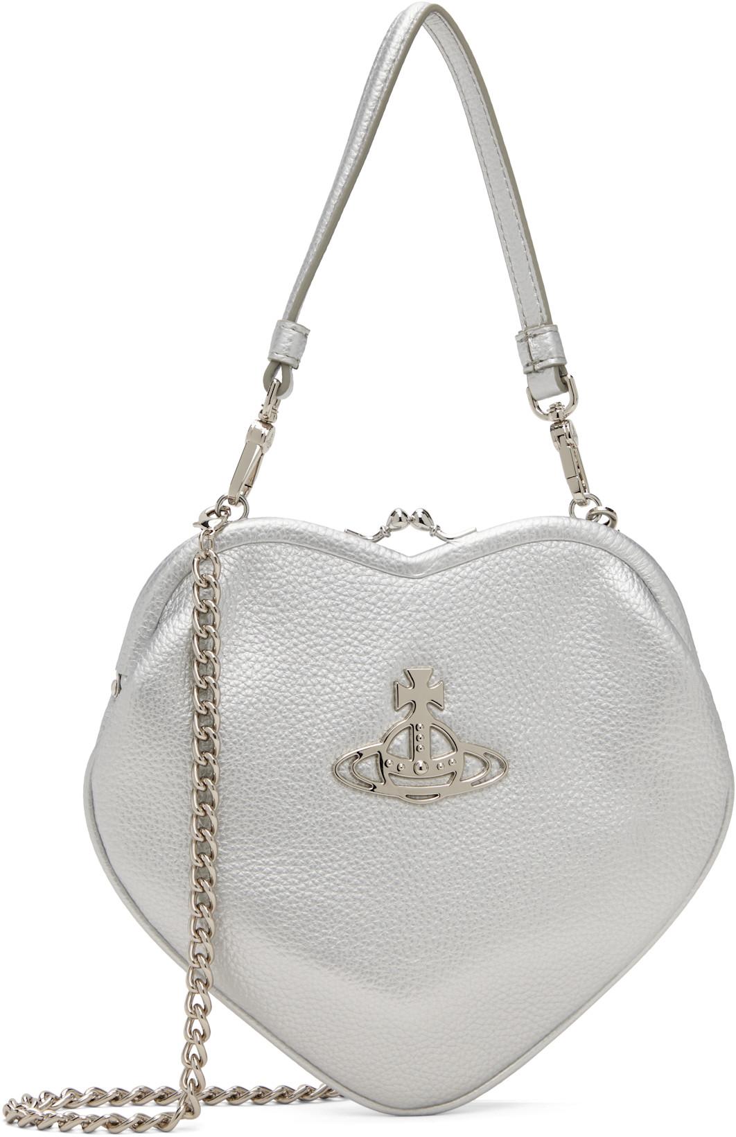 Silver Belle Heart Frame Bag by VIVIENNE WESTWOOD