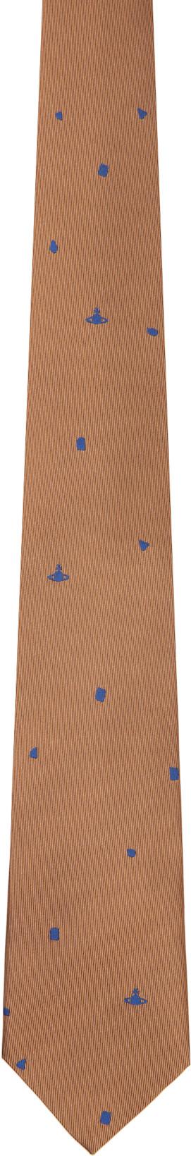 Tan Silk Orb Tie by VIVIENNE WESTWOOD