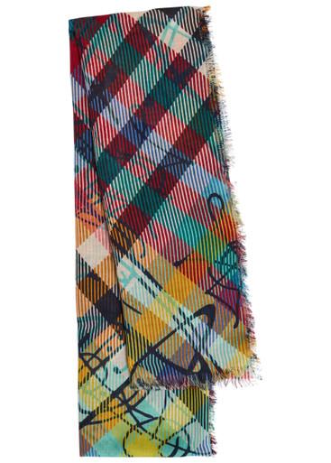 Tartan logo-monogrammed wool scarf by VIVIENNE WESTWOOD