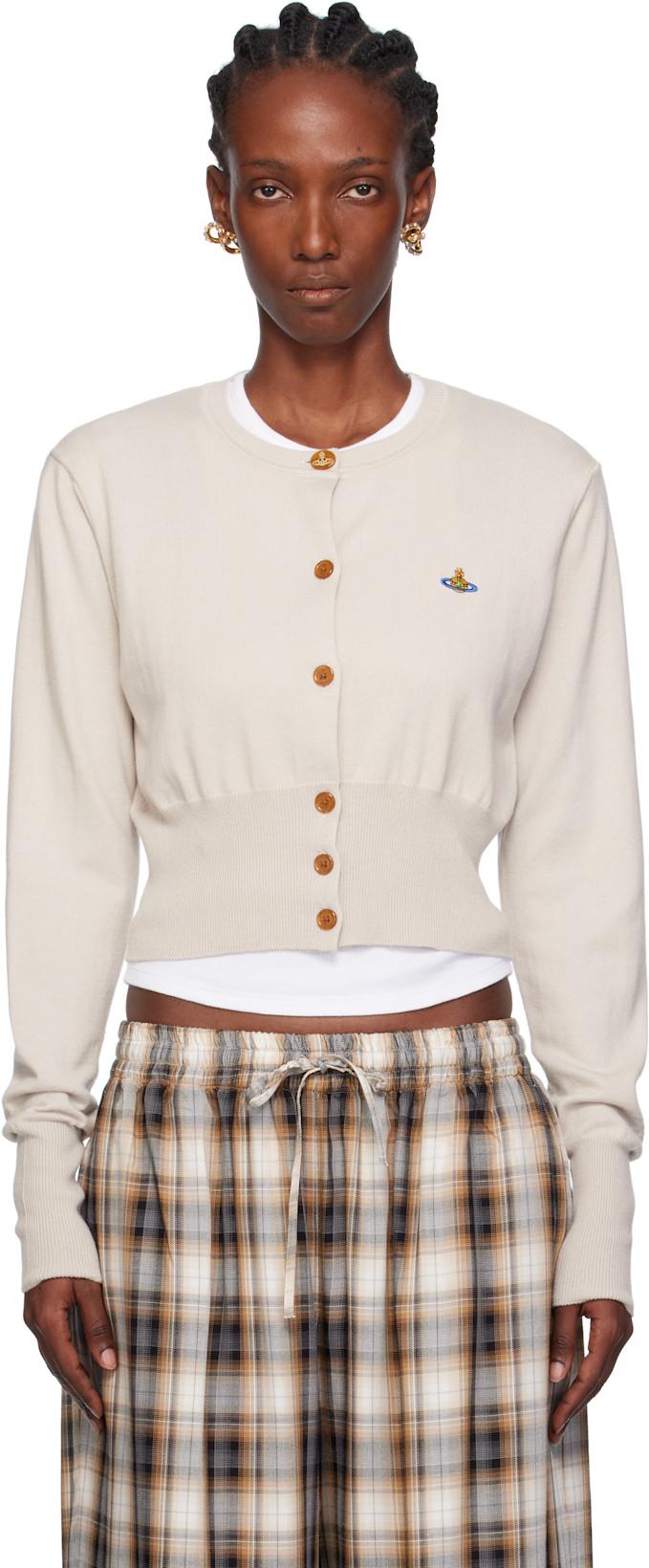 Taupe Bea Cropped Cardigan by VIVIENNE WESTWOOD